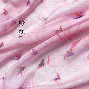 New printed fabric vignetting chiffon fabric ink small butterfly tie-dye antique Hanfu cheongsam dress manufacturers