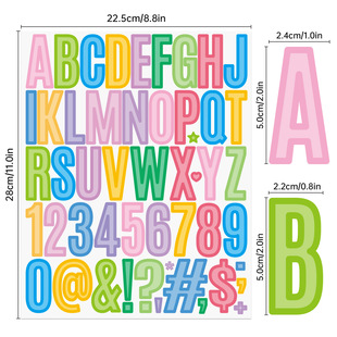 2 inch alphanumeric sticker color letter notebook DIY hand account decoration waterproof sticker small sticker