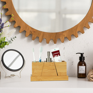 Bamboo household lotion bottled hotel bathroom shower gel hand sanitizer bottle creative bamboo washing and storage rack