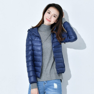 [White Duck Down] 2023 New Fall/Winter Down Jacket Women's Hooded Short Vertical Collar plus size Slim-fit Women's Jacket