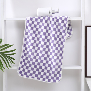 Coral Fleece Towel Checkerboard Towel Bath Towel Soft Absorbent Non-linting Adult Household Face Towel Bath Towel