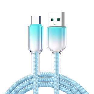 Crystal through Type-C data line 120W super fast charging for Apple 16 Huawei glory mobile phone charging line cross-border