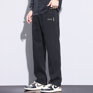 TikTok Best-selling Fashionable Simple Casual Pants Men's New Lyocell Long Pants Business Straight Loose Embroidered All-match