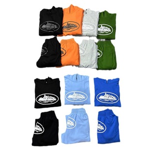 Corteiz Alcatraz Island fleece-lined Hooded Sweats Street Hip Hop Fashion suit Simple All-match Sports Sweats Trendy