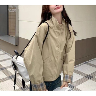 Plaid Crock Double-sided Jacket Women's 2025 New Spring and Autumn Korean Style Casual All-match Short Jacket Top