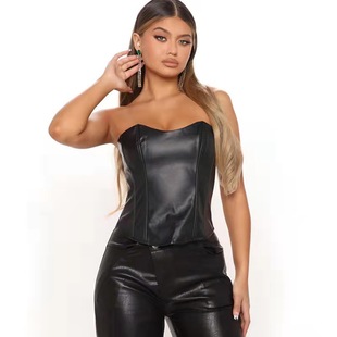 Summer fashion new tube top waist slimming sexy women's PU Vest Women's tube top