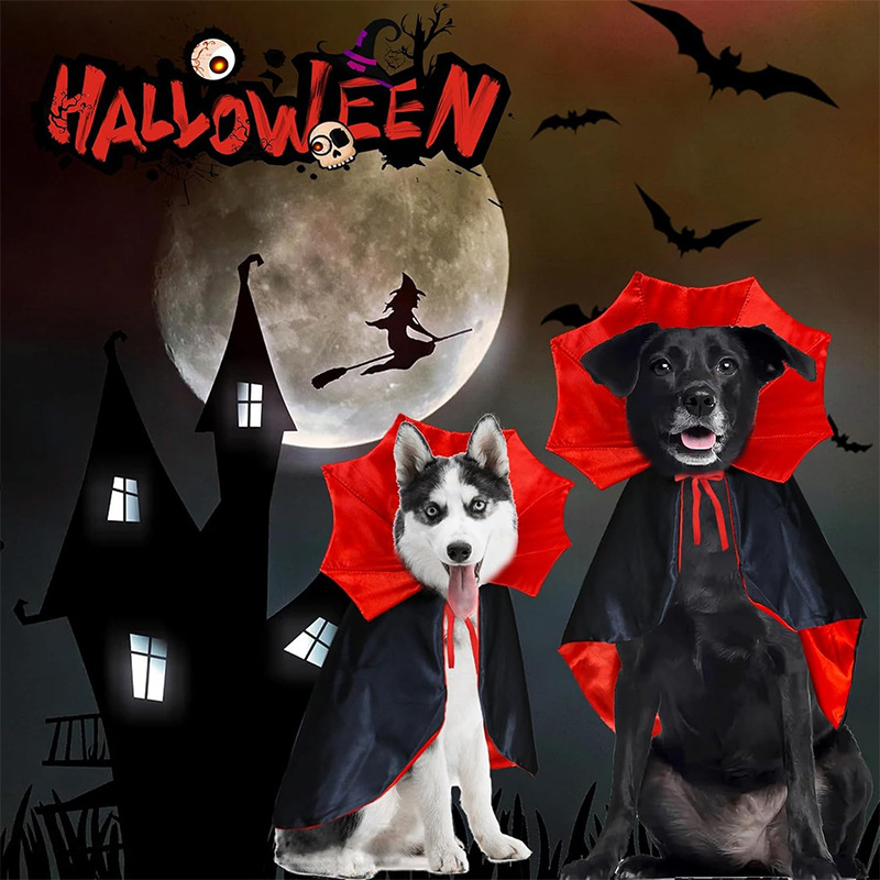 Cross-border best-selling Halloween pet costumes, cat and dog outfits, atmospheric witch cloaks, funny cat and dog capes