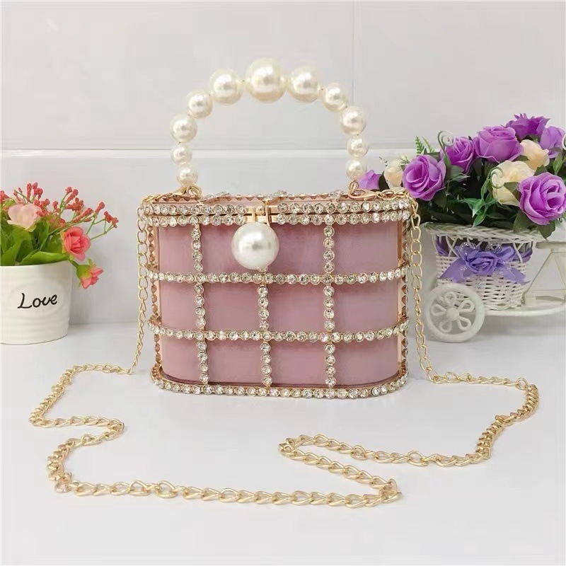 2025 New French Niche Handbag with Rhinestone Cage Design, Trendy and Fashionable, Available for Wholesale.
