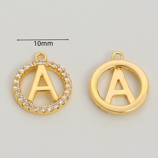 Amazon Hollow English Letter Necklace Copper Plated 14K Gold Zircon Round Letter Pendant Handmade DIY Accessories