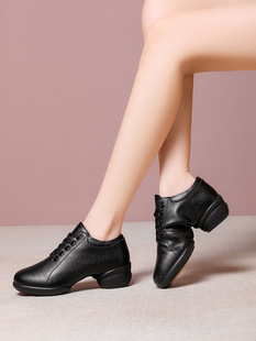 Spring 2025 New Two-Point Sole Middle-aged and Elderly Square Dance Shoes Leather Dance Shoes Four Seasons Group Performance Shoes Lace-Up