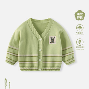 Baby's Coat Spring Clothes for Boys New Knitwear Cardigan for Boys Outer Wear Sweater Spring Western Style Top