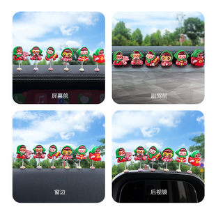Net red cute cute rich girl shaking head car ornaments center console decoration navigation screen small and cute decoration