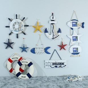 A947 Mediterranean Ocean Decoration Pendant Ship Rudder Anchor Life Buoy Starfish Decoration Boy Children's Room TV Wall