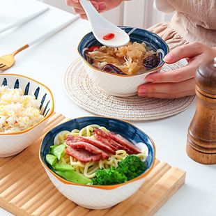 Net Red Creative Ceramic Bowl Set Семейная комбинация индивидуальная восьмиугольная чаша японская подглазурная суповая чаша с рисом Pingrun