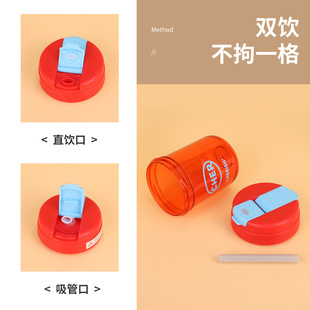 Summer New Tons Tons Double Drink Plastic Cup 3D Sticker Cartoon Children's Water Cup High Color Value Straw Gift Cup Wholesale