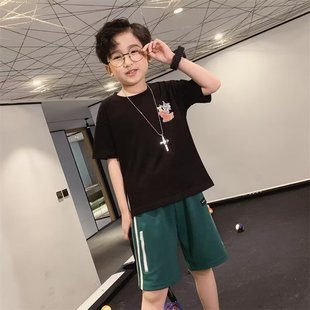 2025 New Summer Boys T-shirt Cat and Mouse Styish Printed Short-sleeved Top for Big Kids Loose Trendy Brand