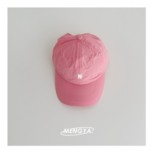 Spring and summer children's quick-drying baseball cap small N embroidery sunshade hat for boys and girls cream color outdoor baby sunscreen hat