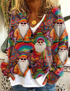 Foreign Trade Cross-border 2023 Amazon New Christmas Abstract Printing Casual Cloak Coat Cardigan Sweater E081