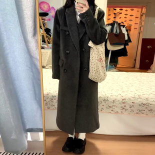 Down jacket liner gray woolen coat women's white duck down autumn and winter padded suit front shoulder woolen coat