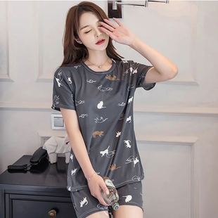 Short-sleeved Pajamas Women's Summer Shorts Thin Cartoon Women's Pajamas New Korean Style Cute Home Clothes Set Cross-Border