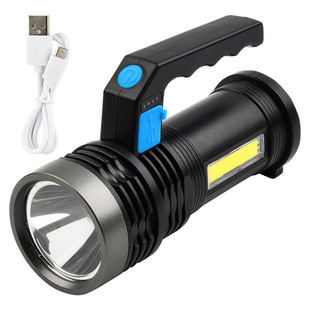 Charging strong light long-range flashlight household outdoor strong light flashlight with side light double light source led flashlight