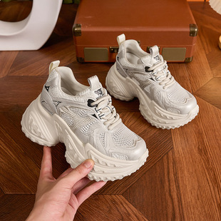 Inner Height Increasing Torre Shoes Women's New 2024 Explosions All-match Autumn Thick Bottom Hollow Mesh Sandals Casual sneaker