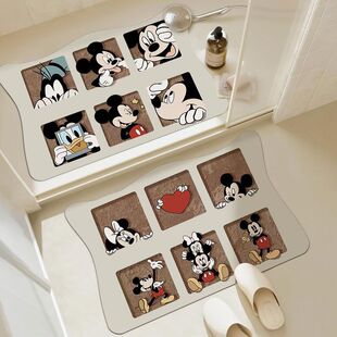 Cartoon Mickey Soft Diatom Mud Mat Toilet Door Non-slip Foot Mat Bathroom Quick-drying Absorbent Foot Mat for Hair