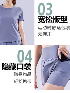 New Quick-Drying Sports Suit for Women Summer Mesh Splicing Loose Short-Sleeved High-Waist Anti-Exposure Shorts Running Yoga Clothes