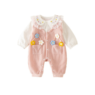 [Processing and Customization] New Starting Point Baby Clothes Spring Jumpsuit Female Baby Outing Clothes Princess Spring & Fall Crawl Clothes