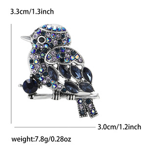 New Exquisite Retro Alloy Rhinestone Sparrow Brooch Creative All-match Women's Suit Coat Corsage Jewelry Pin
