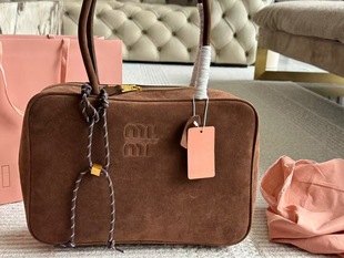 Autumn 2024 New Miu Home Retro Frosted Suede Large Capacity Bowling Bag Casual All-match Portable Shoulder Bag