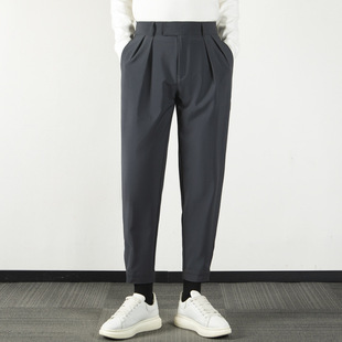 2024 summer autumn and winter new men's black casual leggings fashion trend loose toe ankle-length pants hanging trousers