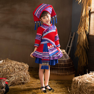March 3 Ethnic Minority Costumes Kidsren's Performance Costumes Guangxi Zhuang and Miao Boys and Girls Dance Costumes Performance Costumes
