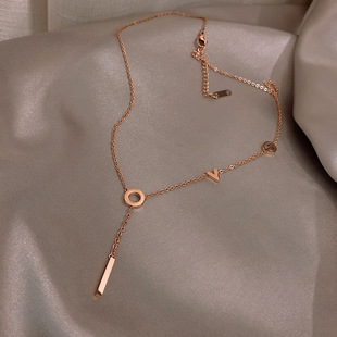 Fadeless LOVE Letter Titanium Steel Necklace Women's Niche Simple Fashion Elegant All-match Collarbone Chain New Style