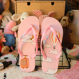 Korean-style Cartoon Flip-flops Summer Trendy Flat Non-slip Waterproof Student Simple Seaside Beach Sandals