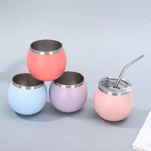 304 Stainless Steel Egg Cup Argentine Mate Cup Double-Layer Vacuum Mini Thermos Cup Creative Portable Straw Cup