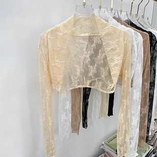 Summer wear thin dress waistcoat with gauze sun blouse lace small shawl long sleeve outerwear top