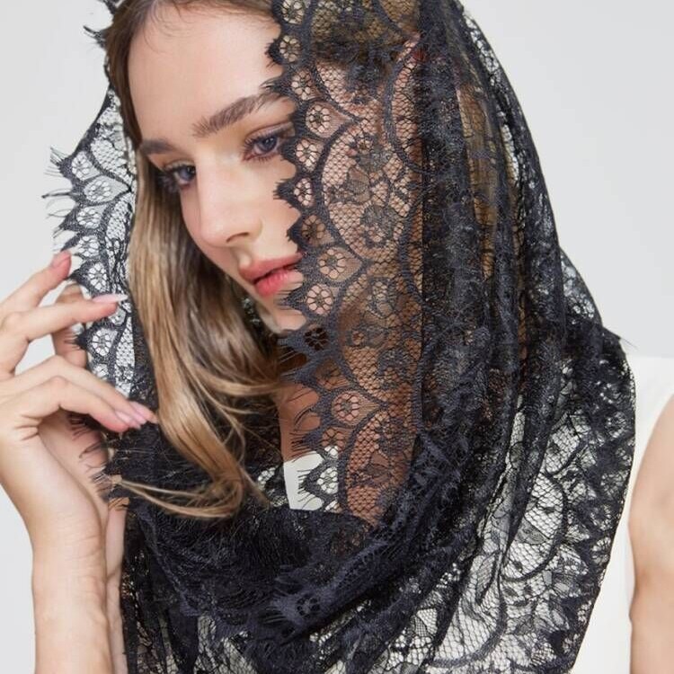 Black and White Monochrome Eyelash Lace Veil, Popular in Western Weddings, Breathable Lace Veil for Women, in Stock, European and American Style Bridal Wedding