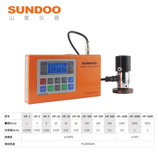 SUNDOO Mountain HP-1/-2/-5/-10 Высокоскоростной ударный крутящий момент измерения крутящего момента на высокой скорости