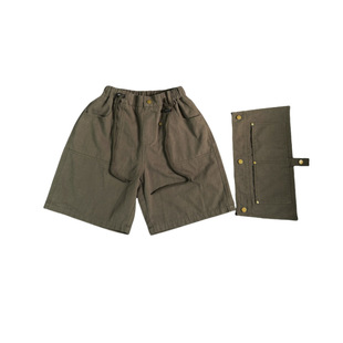 Yi Hong Clothing Boy's Trendy Brand Middle Pants Army Green Fermented Washing Cotton Children's Shorts 2025 Children's Pants Summer Removable