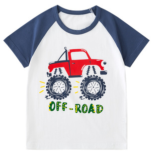 Boys' Cotton Short-sleeved T-shirt 2024 Summer New Korean Children's Clothing Cartoon Printed Middle-aged Baby Top