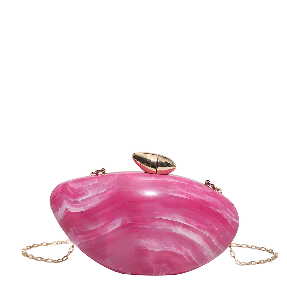 Cross-border French egg-shaped clutch bag, European and American style personalized acrylic evening bag, shiny bread shoulder/crossbody bag for women.