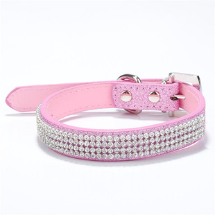 Amazon pet collar shiny rhinestone PU dog collar for small and medium-sized dogs dog collar leash