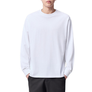 Mimaike 230g combed cotton long sleeve T-shirt men's 2024 autumn new solid color loose men's bottoming shirt 75108