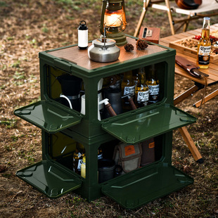 Outdoor Camping Storage Box Folding Box Camping Organizer Car Trunk Storage Box Wooden Cover Clothes Storage Box