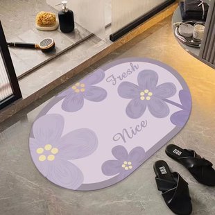 Cartoon Flower Absorbent Floor Mat Household Bathroom Non-Slip Carpet Mat Thickened Foot Mat Bathroom Door Carpet Mat