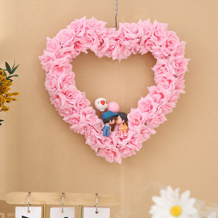 Cross-border New Valentine's Day Simulation Garments Rattan Roses Door Hanging Wedding Scene Layout Props