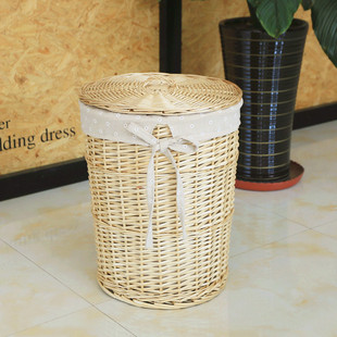 Dirty Clothes Basket Rattan Storage Basket with Lid Dirty Clothes Basket Willow Hot Pot Restaurant Household Clothes Storage Frame Clothes Orchid