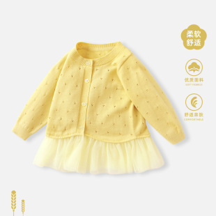 Baby's Coat 2025 Spring New Girl Baby's Western Style Knitwear Top Thin Spring Girl's Western Style Cardigan
