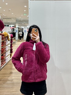 Japanese single autumn and winter women's long fleece fleece coat jacket zipper cardigan stand collar warm jacket long sleeve 449753